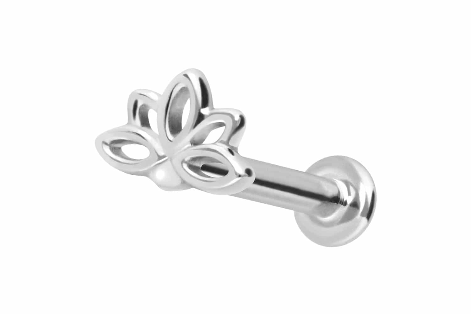 14 Karat Gold Labret Piercing mit Push Fit LOTUSBLÜTE